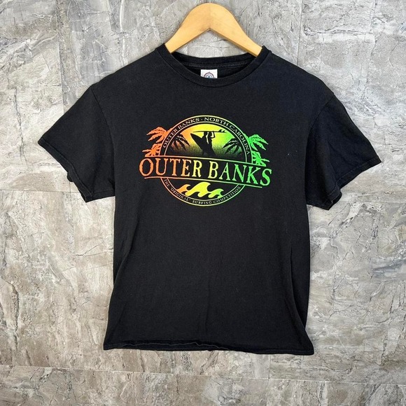 Black Outer Banks Surfing Competition T-shirt men's medium #Surfing - Picture 1 of 4